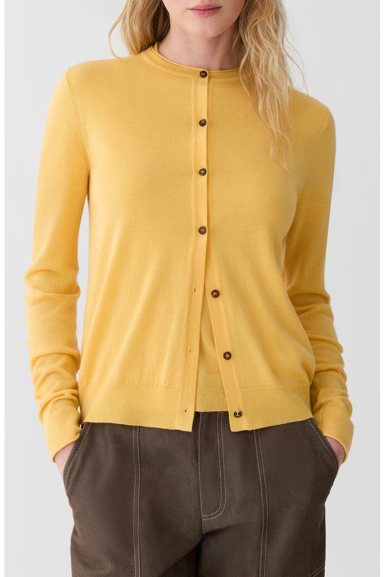 Cashmere Crewneck Cardigan, Main, color, DAISY