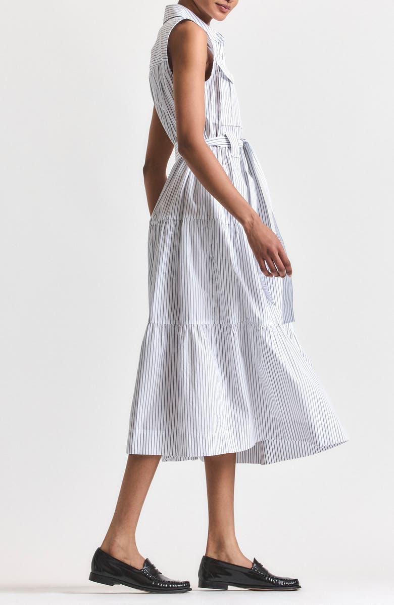 Derek Lam 10 Crosby Florence Sleeveless Shirtdress, Alternate, color, White/ Navy Stripe