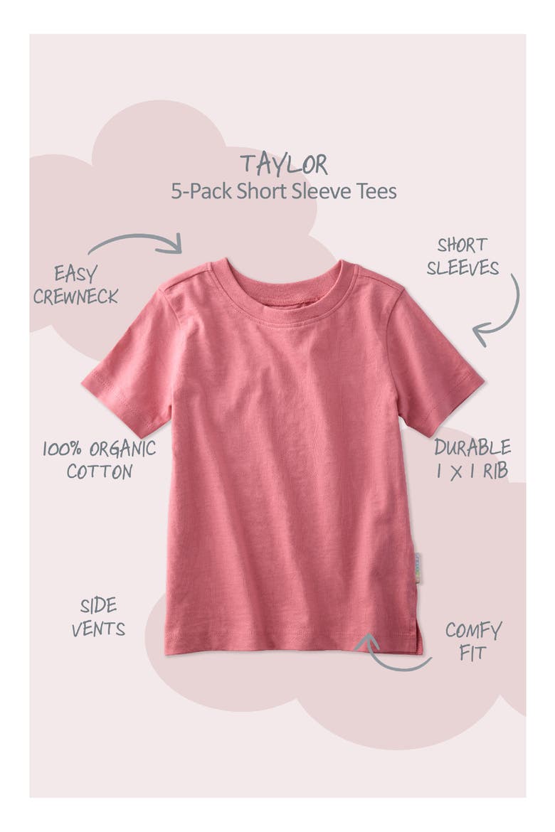 Taylor Assorted 5-Pack Organic Cotton T-Shirts, Alternate, color, SUNSET