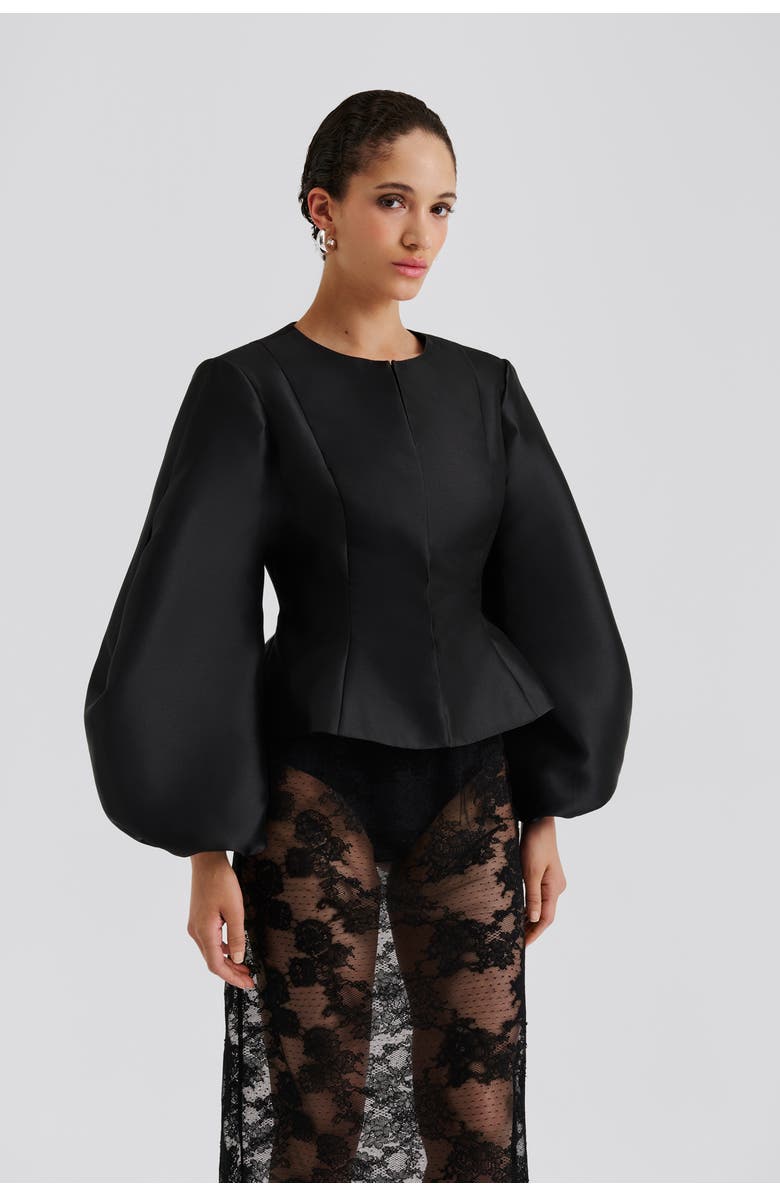 Malina Vendela Balloon Sleeve Blouse, Main, color, Black