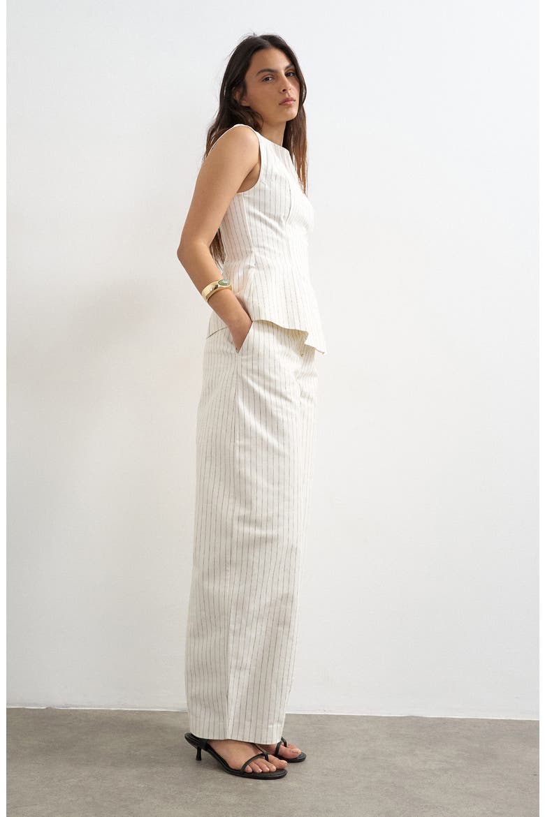 Striped Barrel Leg Pants, Alternate, color, WHITE