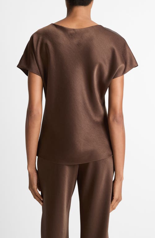 Vince Essential Cap Sleeved V Neck Blouse In Brown