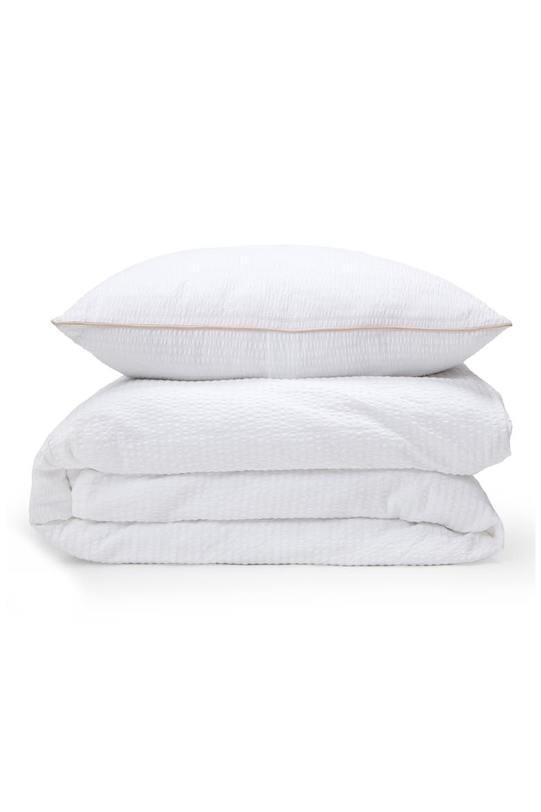 Emily Cotton Seersucker Duvet Cover & Shams Set, Main, color, WHITE/ NATURAL