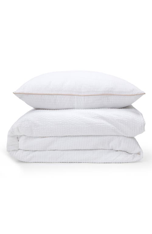 Pom Pom At Home Emily Cotton Seersucker Duvet Cover & Shams Set In White/natural