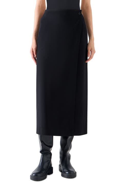 Signature Jersey Wrap Midi Skirt