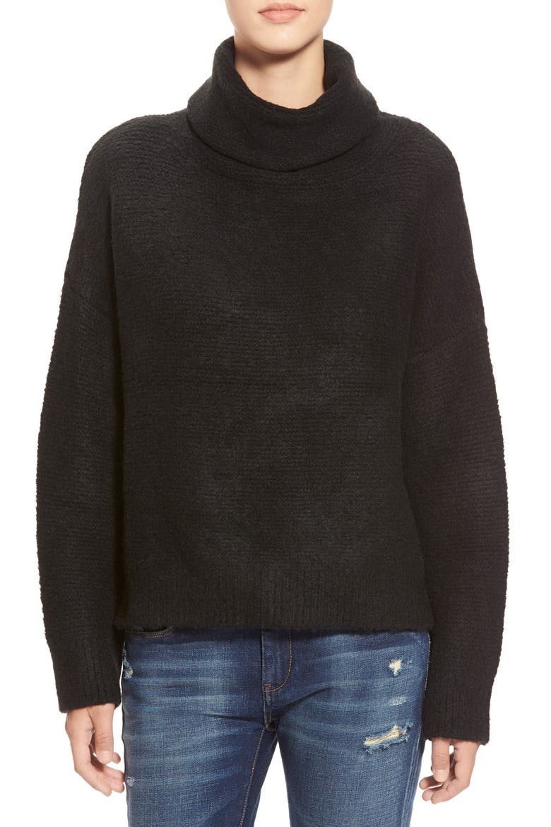 Boxy Turtleneck Sweater, Main, color, BLACK