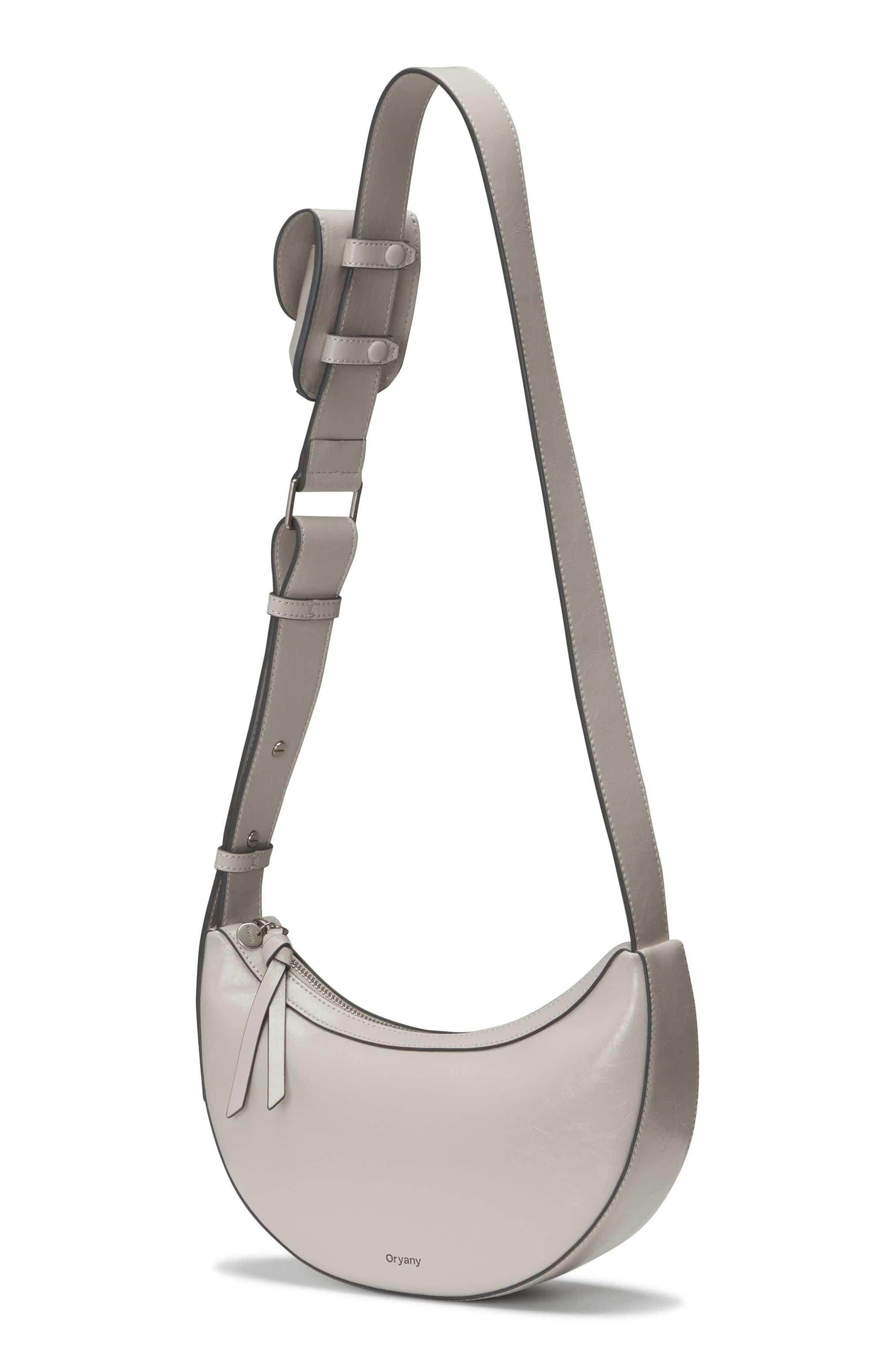 Oryany Rookie Crescent Crackled Leather Crossbody Bag, Alternate, color, Mist