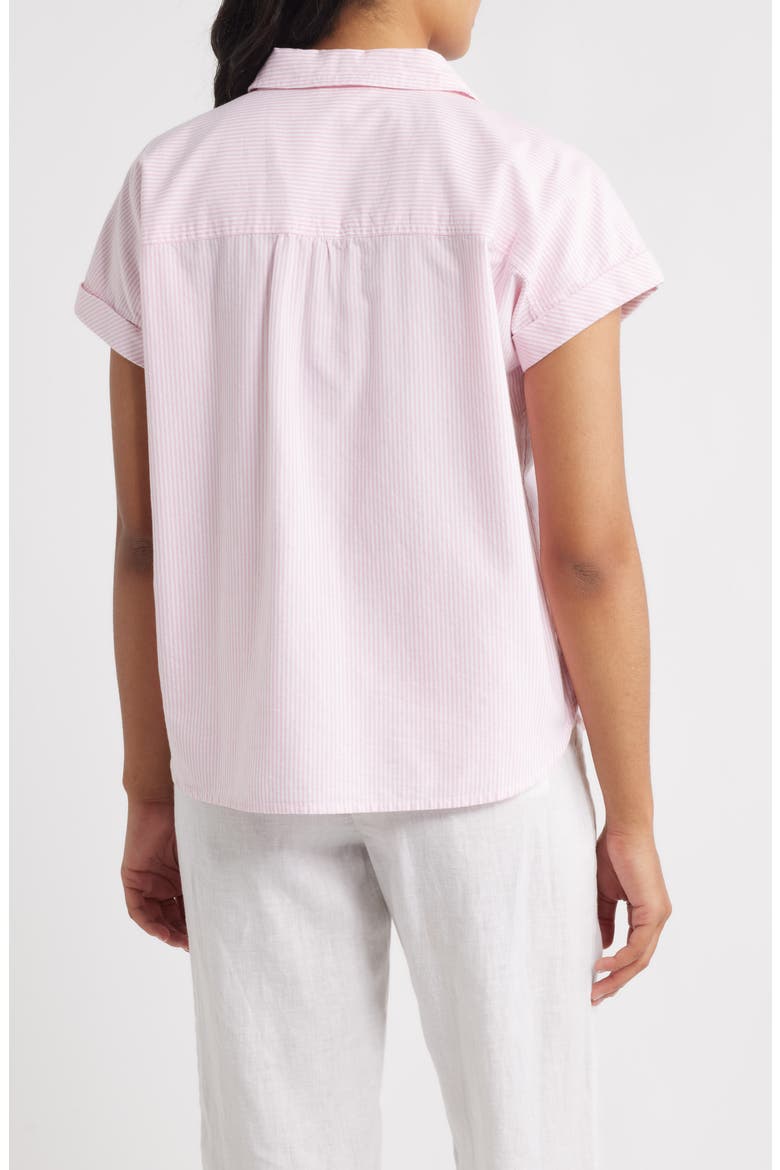 Jamie Stripe Short Sleeve Cotton Shirt, Alternate, color, PINK CHIC