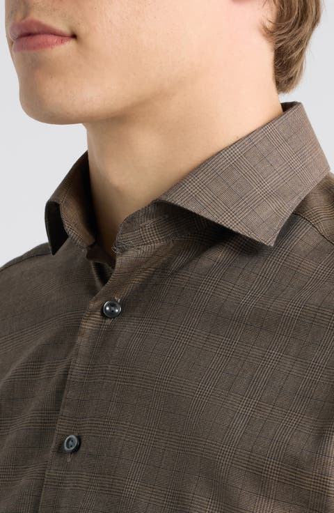 Slim Fit Check Cotton Flannel Shirt