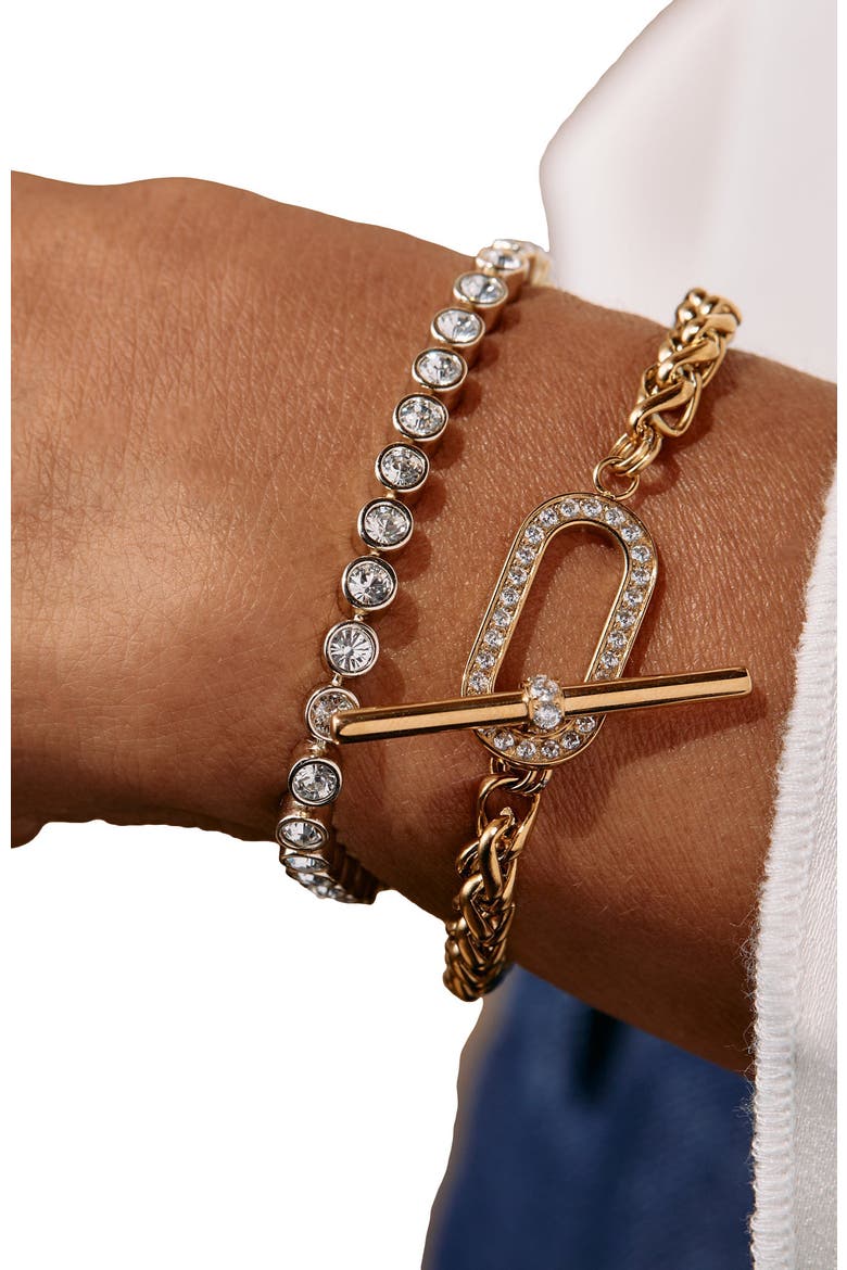 Pave Toggle Chain Bracelet, Alternate, color, Gold