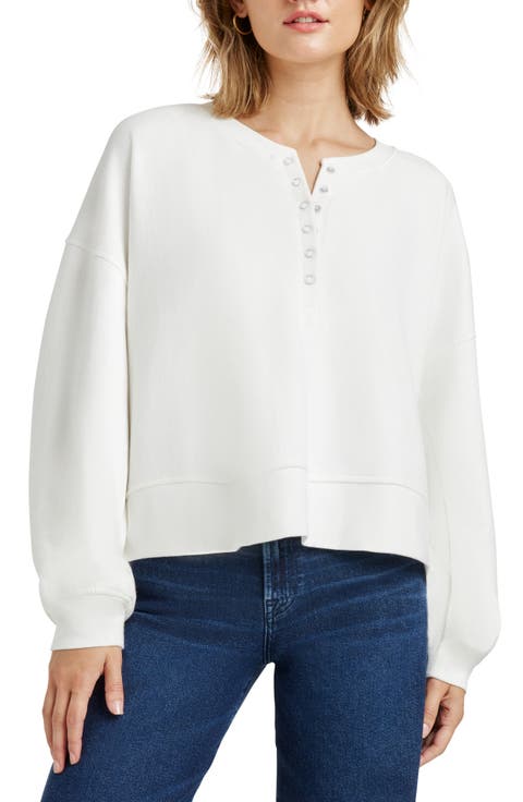 Henley Balloon Sleeve Sweatshirt