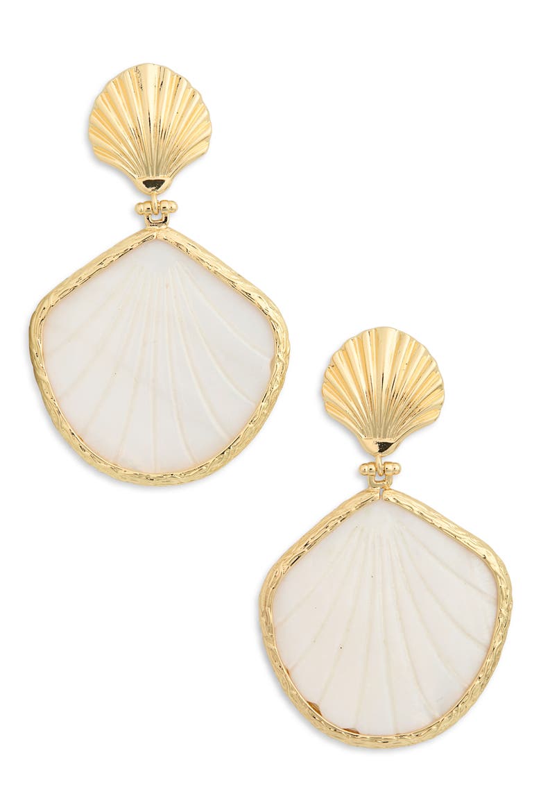 Gianna Shell Statement Drop Earrings, Main, color, GOLD