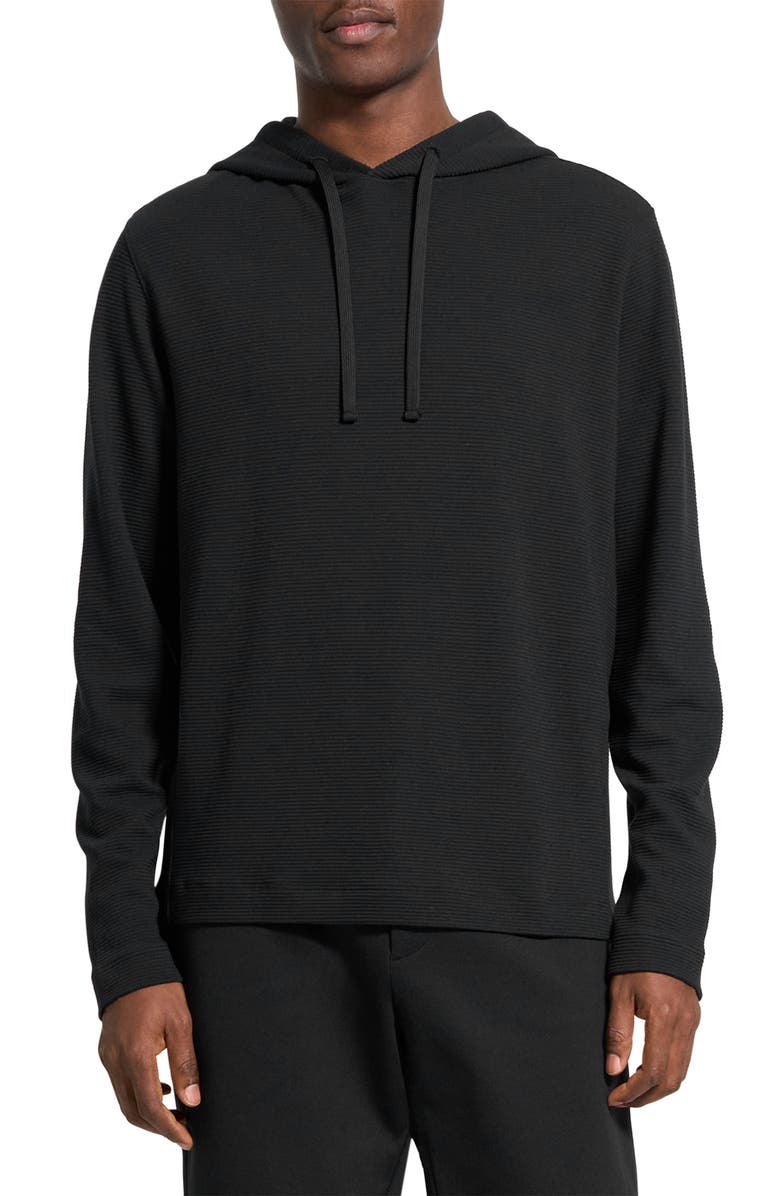 Theory Delroy Studio Textured Hoodie, Main, color, Black - 001