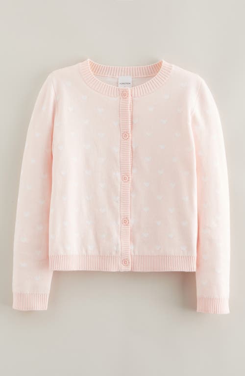 Nordstrom Kids' Heart Jacquard Cotton Cardigan In Pink
