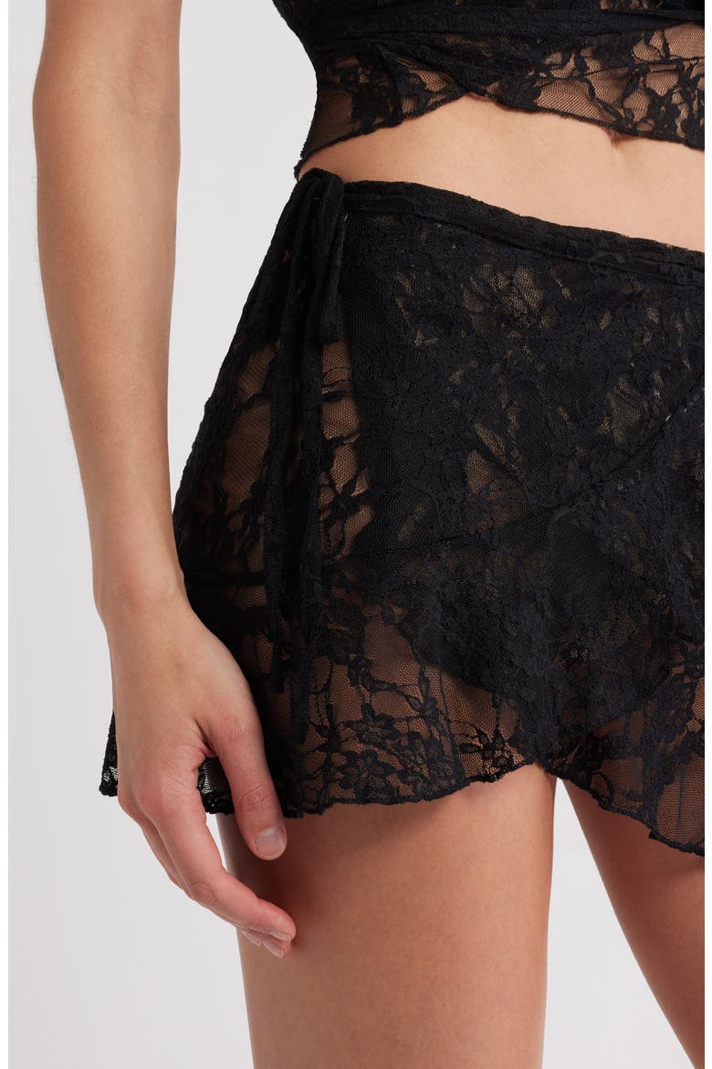 Sheer Lace Wrap Skirt, Alternate, color, BLACK