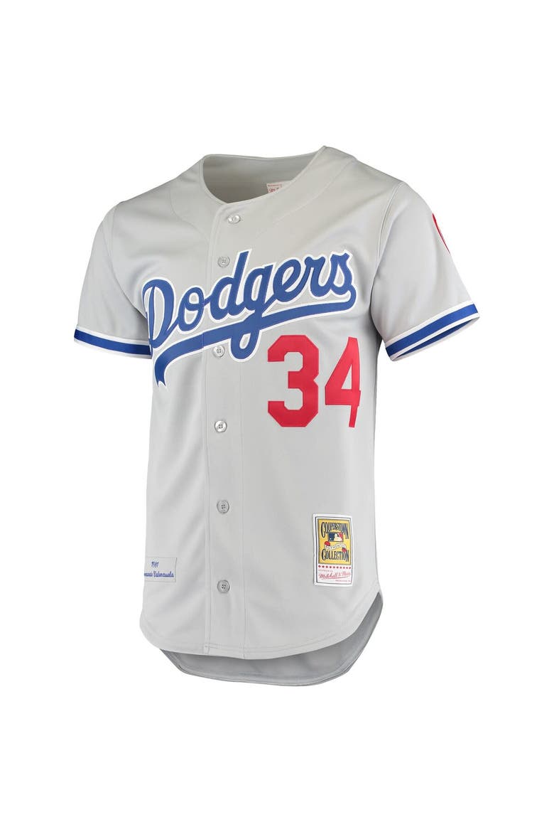 Men's Mitchell & Ness Fernando Valenzuela Gray Los Angeles Dodgers Road 1981 Cooperstown Collection Authentic Jersey, Alternate, color, Gray