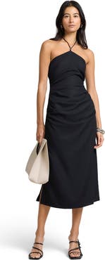 Onia Air Linen Ruched Halter Dress
