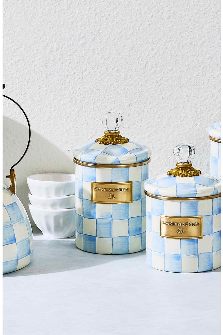 Sky Check Medium Enameled Steel Canister, Alternate, color, SKY CHECK