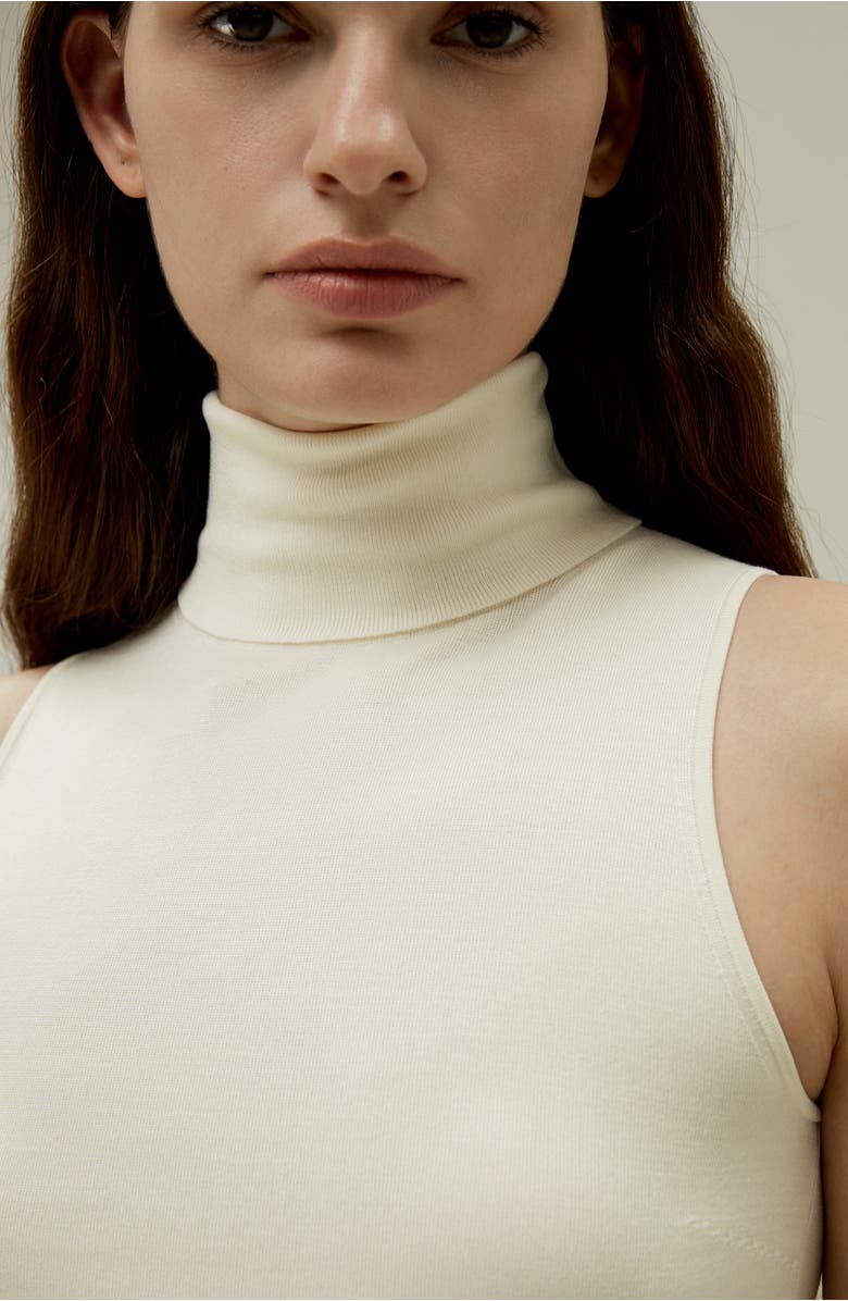 Lilysilk Women's Minimalist Sleeveless Turtleneck Silk-Nylon Top, Alternate, color, White