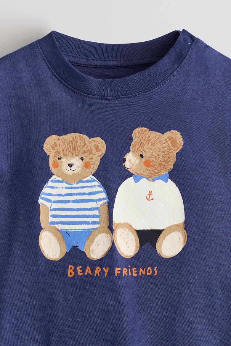 5-pack Cotton T-shirts, Alternate, color, Dark blue/teddy bears