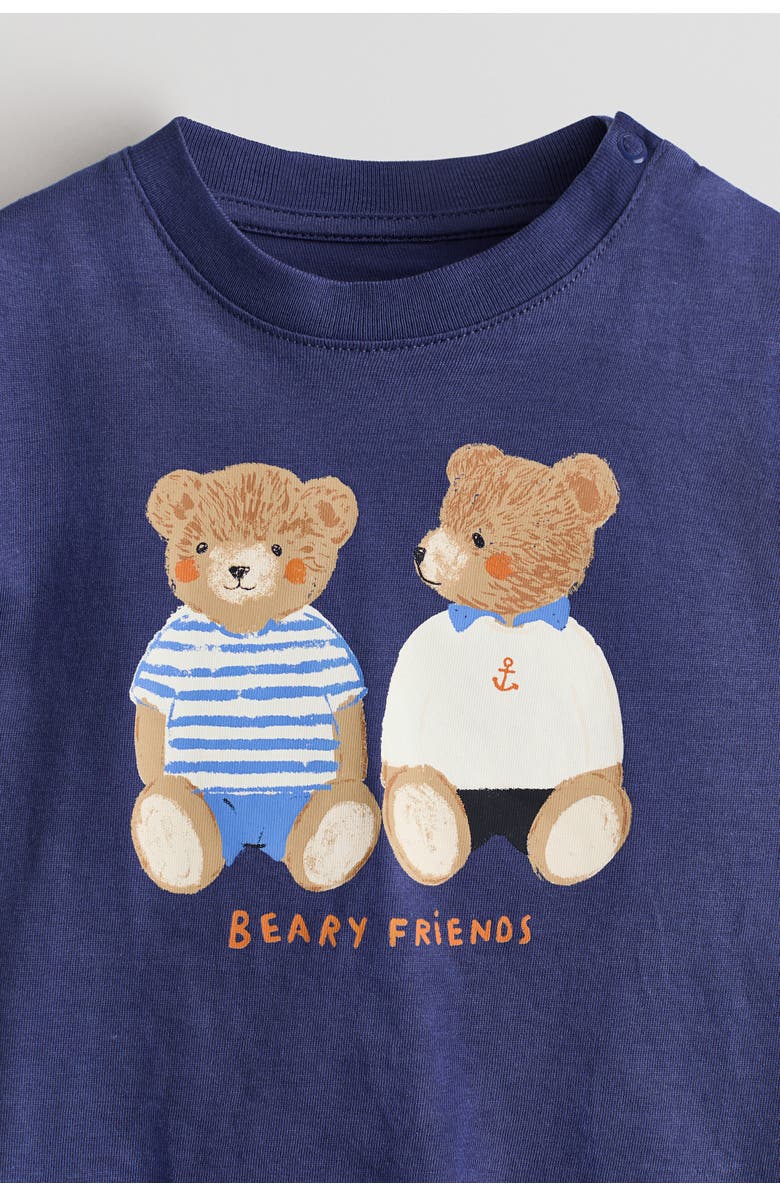 H&M 5-pack Cotton T-shirts, Alternate, color, Dark Blue/Teddy Bears