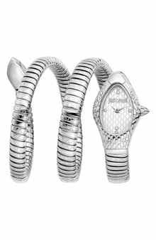 Just Cavalli Snake Wraparound Bracelet Watch, 20mm x 34.5mm