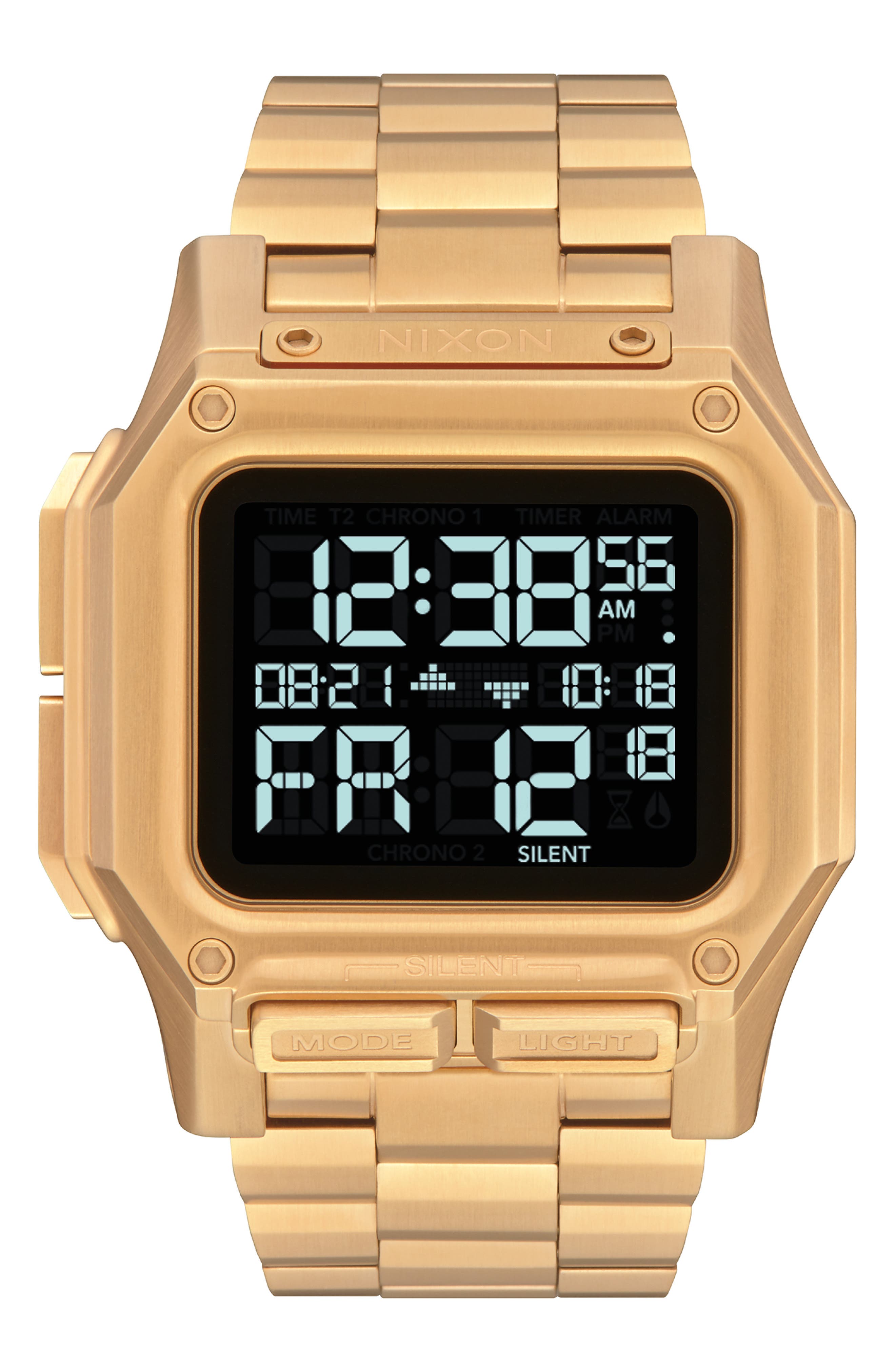 Nixon Regulus Digital Bracelet Watch, 46mm in Gold/Black/Gold 