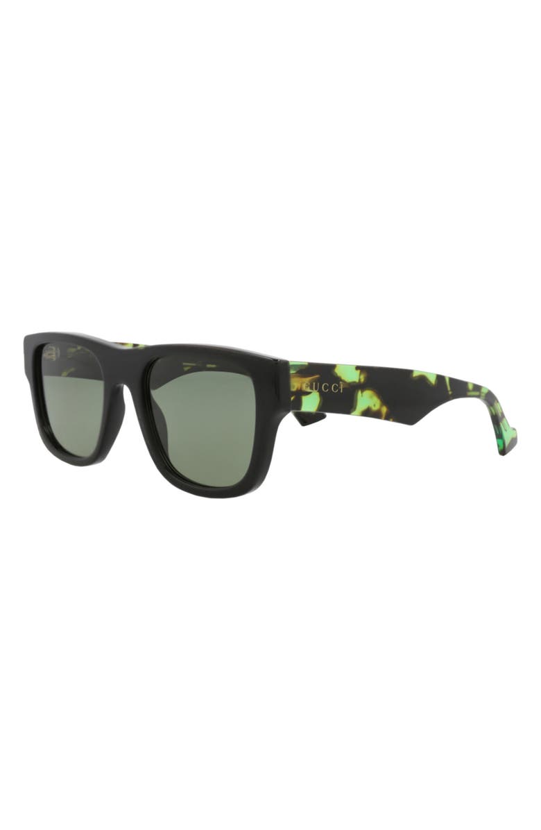 Gucci 53mm Square Sunglasses, Alternate, color, Black Havana Green