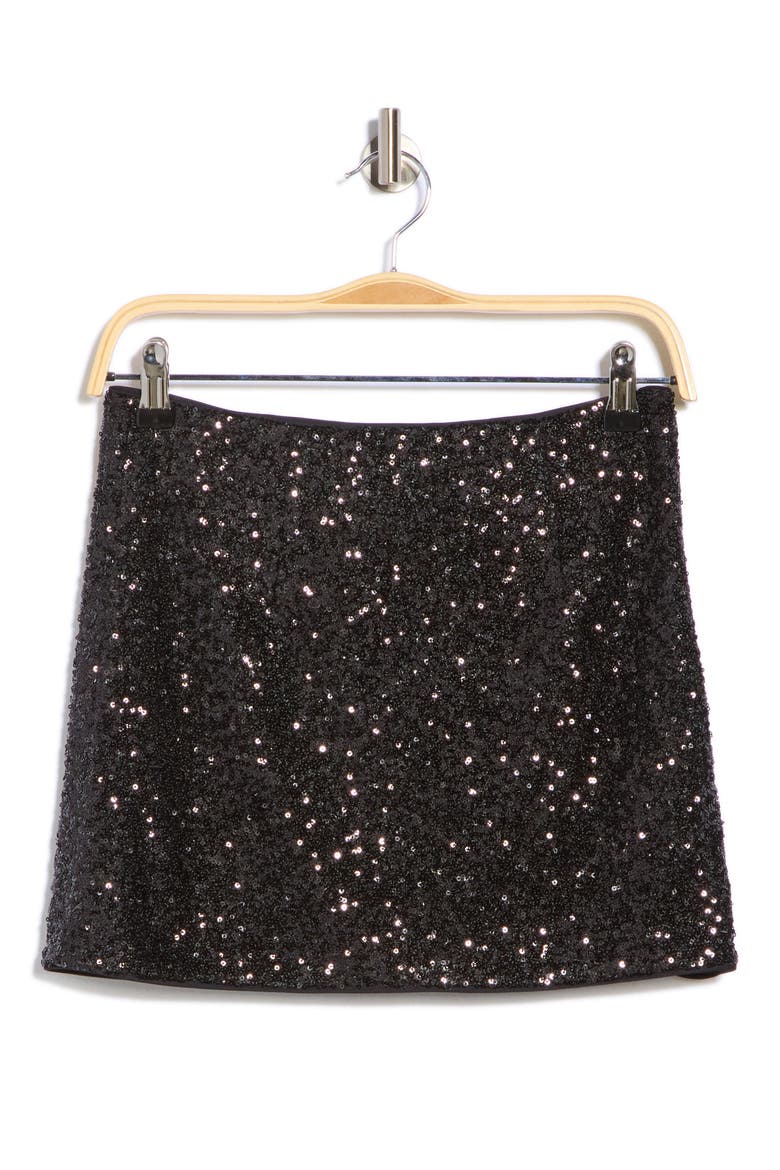 Sequin Miniskirt, Alternate, color, BLACK