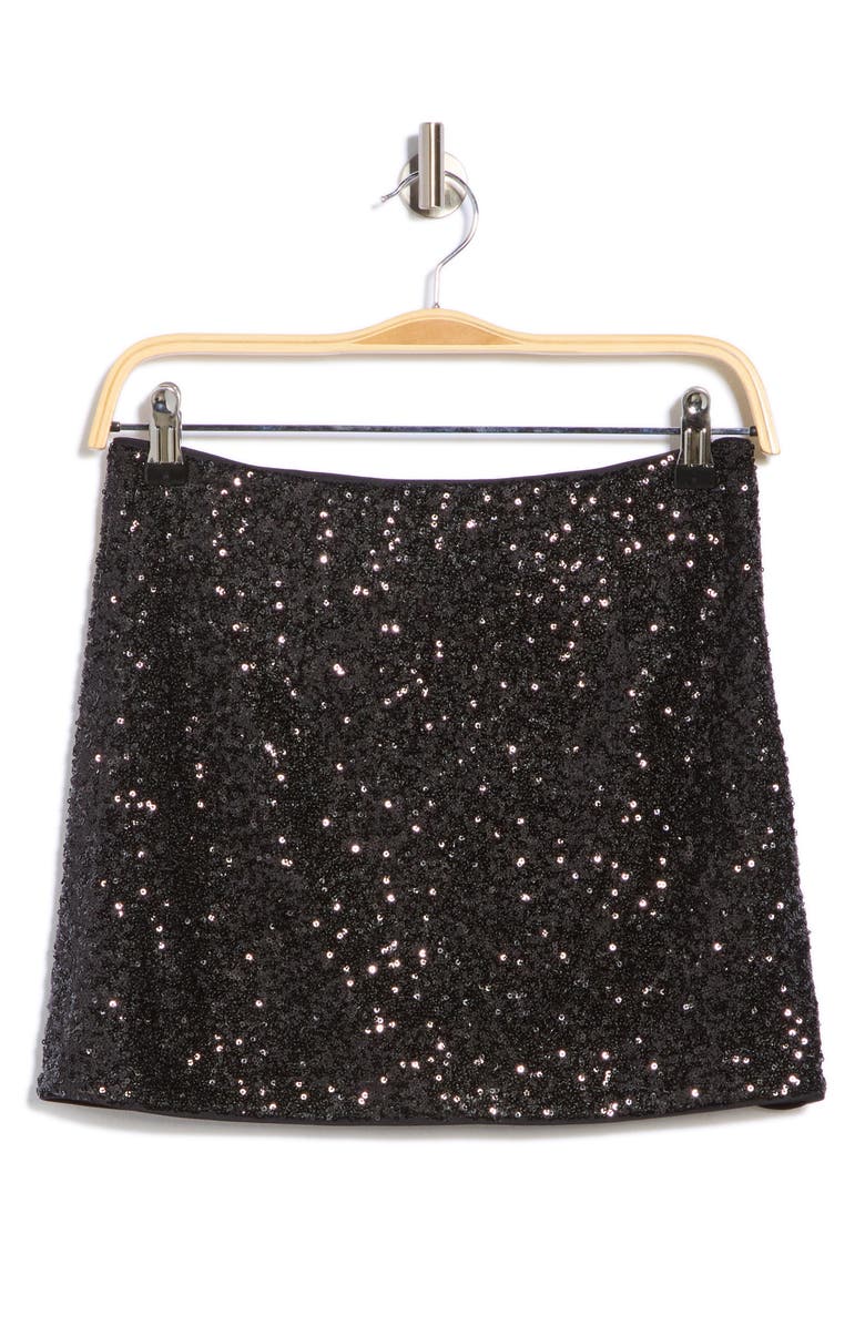 FRAME Sequin Miniskirt, Alternate, color, Black