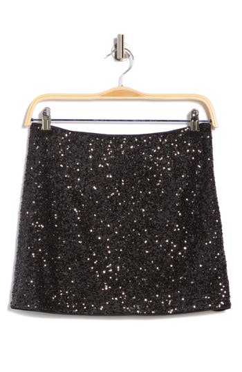 Frame Sequin Miniskirt In Black