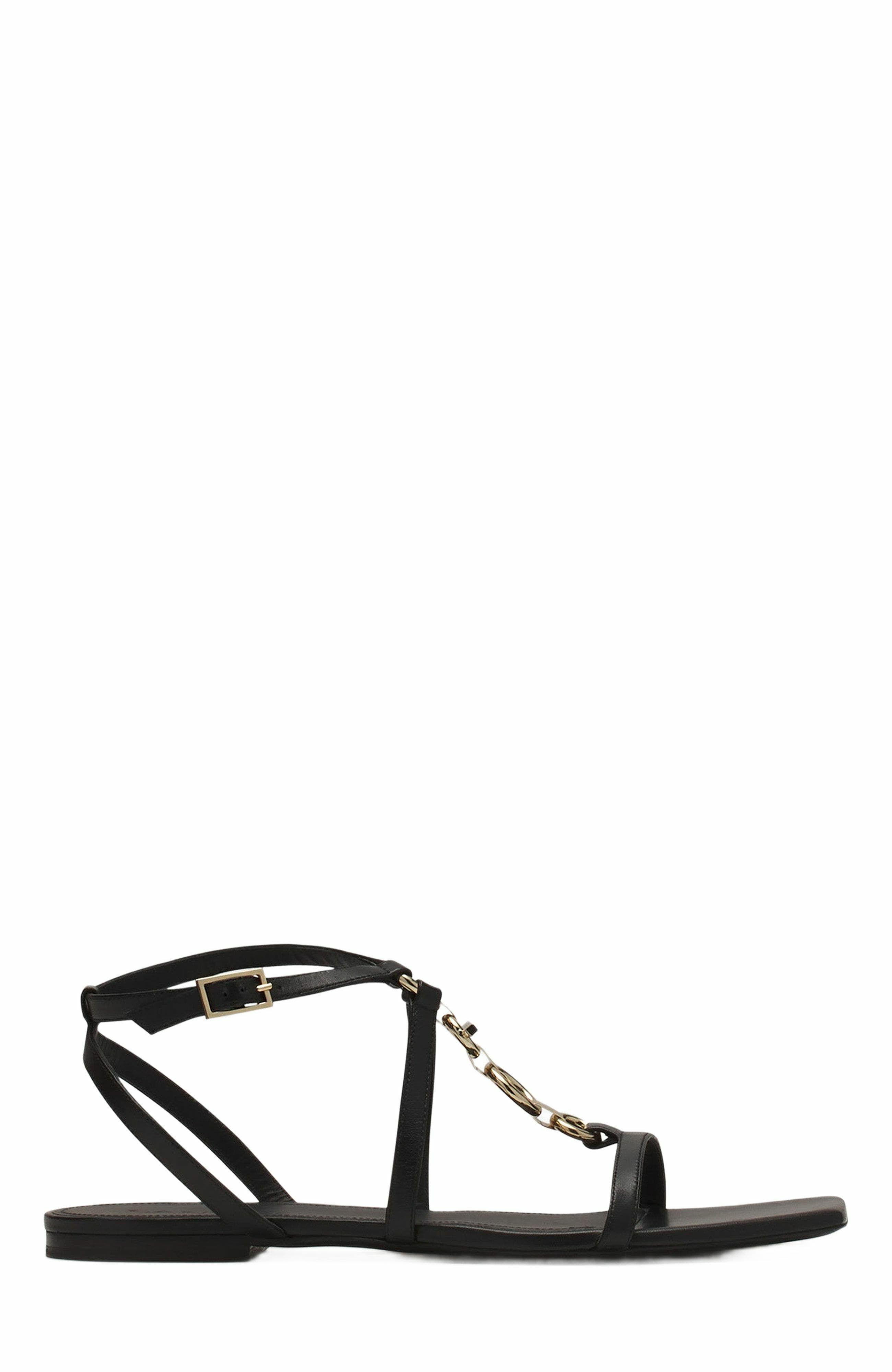 Mesure Flat Leather Sandals, Main, color, Black