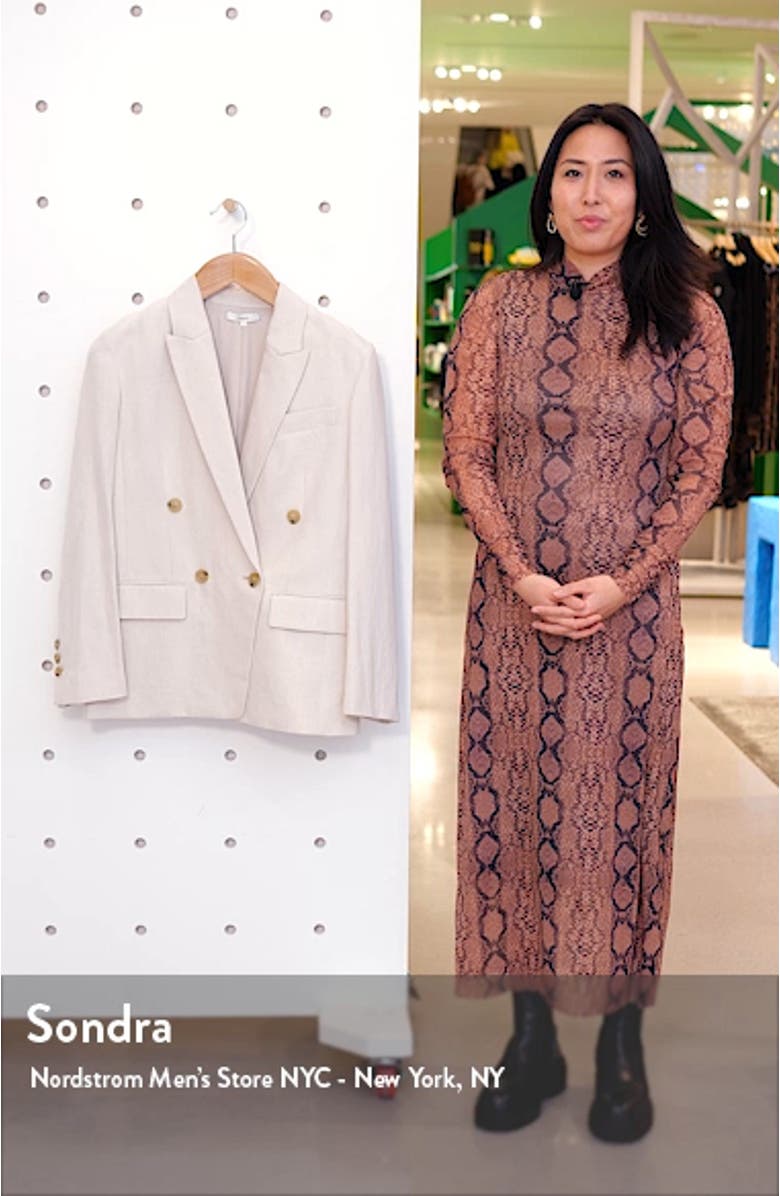 Double Breasted Cotton & Linen Blend Blazer, sales video thumbnail