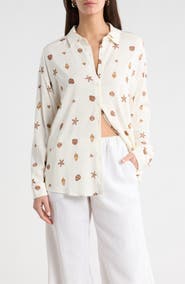SUGARLIPS Cerise Shells Dalton Boyfriend Shirt
