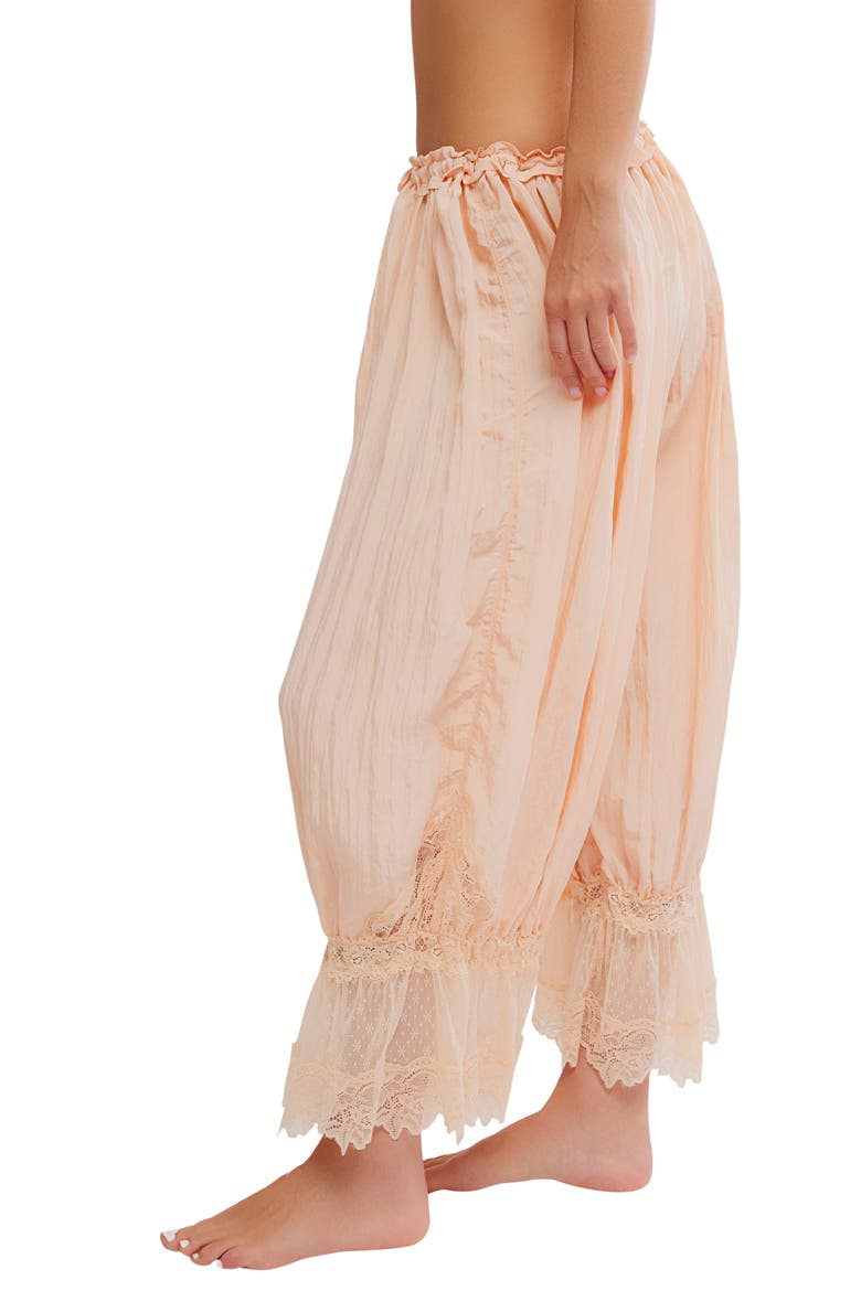 Forever Young Lace Trim Wide Leg Crop Pajama Pants, Alternate, color, PEACH PIT