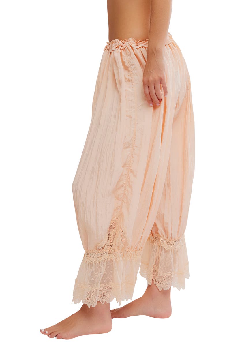 Free People Forever Young Lace Trim Wide Leg Crop Pajama Pants, Alternate, color, Peach Pit