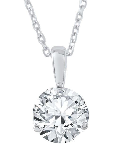 1/2 ct Diamond Solitaire Pendant 14K Gold Lab Grown 3-Prong Martini