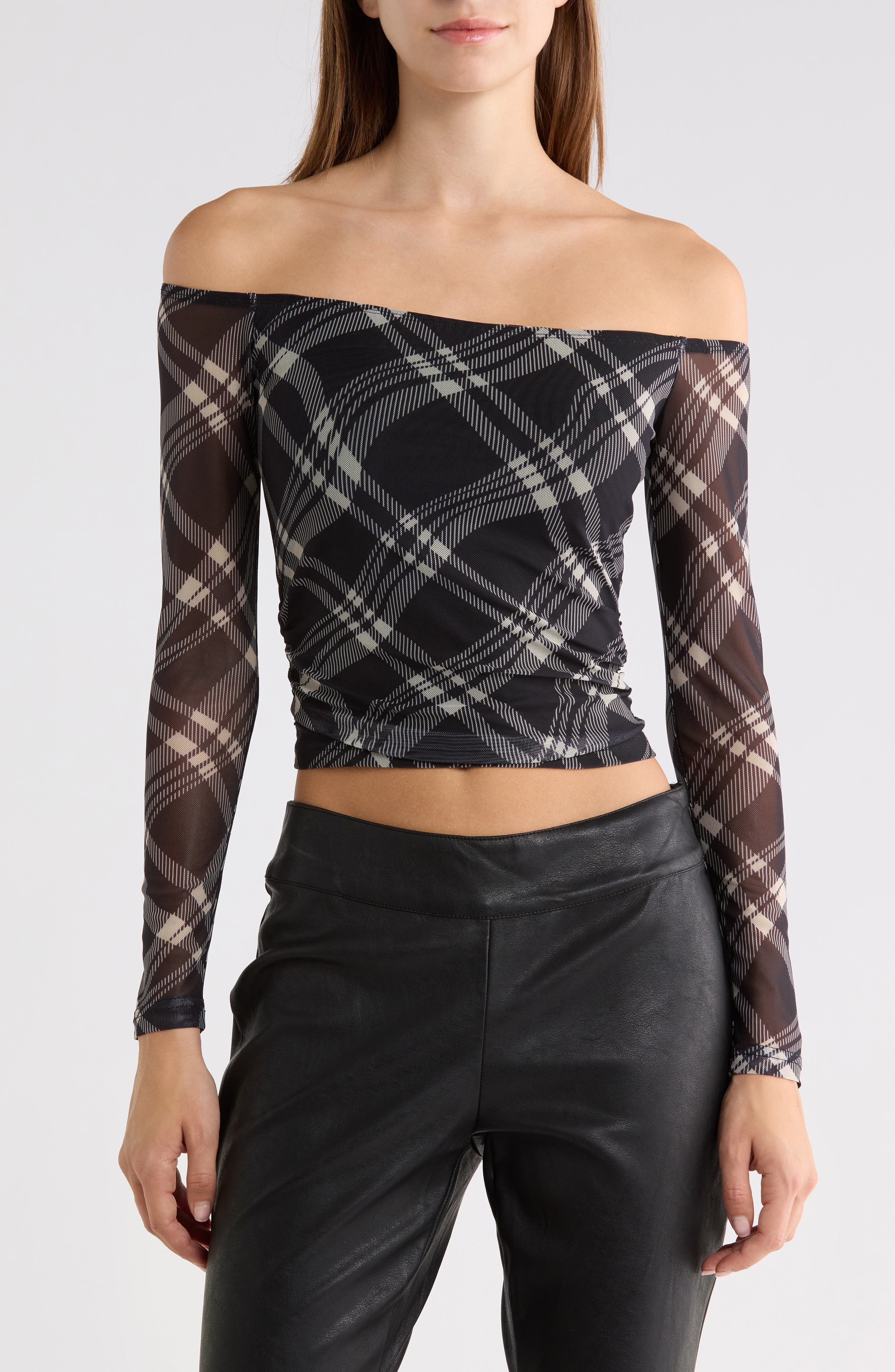 Siarah Off the Shoulder Mesh Top