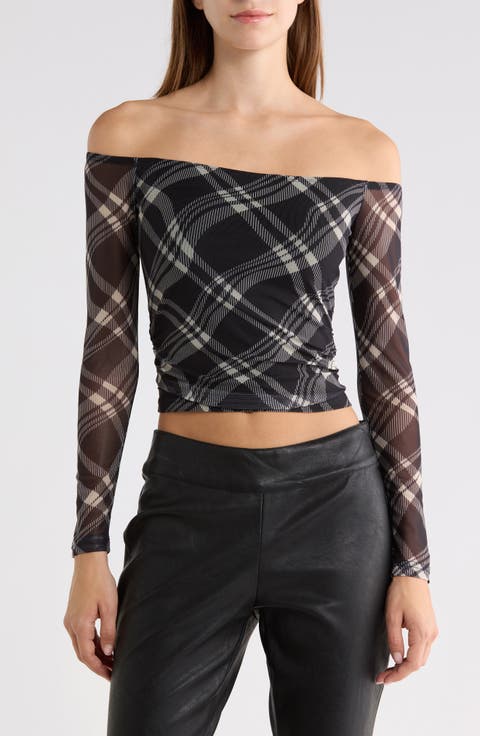 Siarah Off the Shoulder Mesh Top