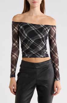 Siarah Off the Shoulder Mesh Top