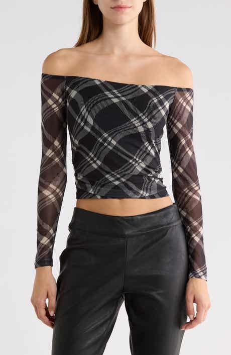 Siarah Off the Shoulder Mesh Top