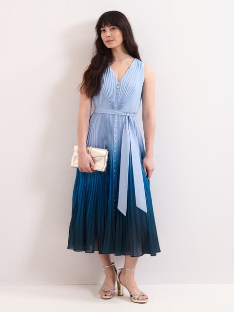 Mira Pleated V-Neck Midi Dress