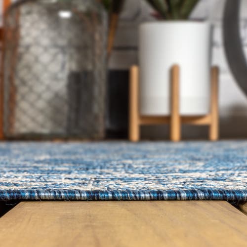 Jonathan Y Palazzo Vine And Border Textured Weave Octagon Indoor/outdoor Area Rug In Blue