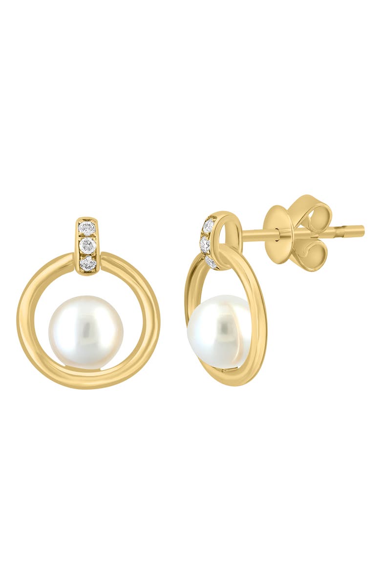 EFFY 14K Yellow Gold Diamond & 5.5mm Freshwater Pearl Drop Earrings - 0.06ct., Alternate, color, 