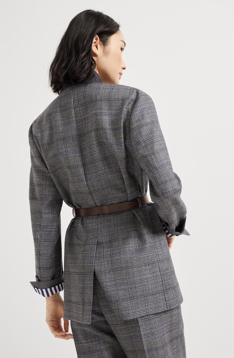 Brunello Cucinelli Prince of wales blazer, Alternate, color, Grey