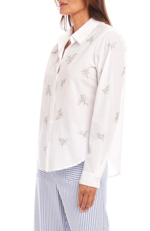 Karen Kane Embellished Button-up Shirt In Off White In White