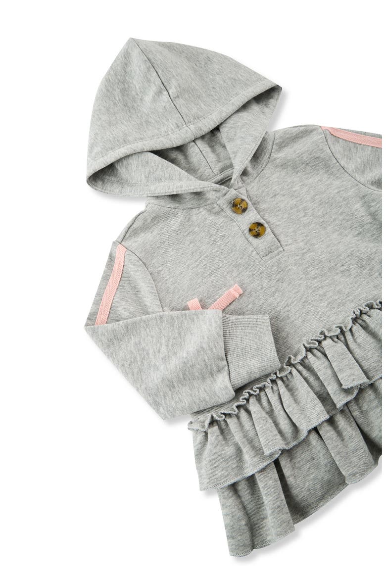 Kids' Ruffle Peplum Hoodie & Pants Set, Alternate, color, GREY HEATHER