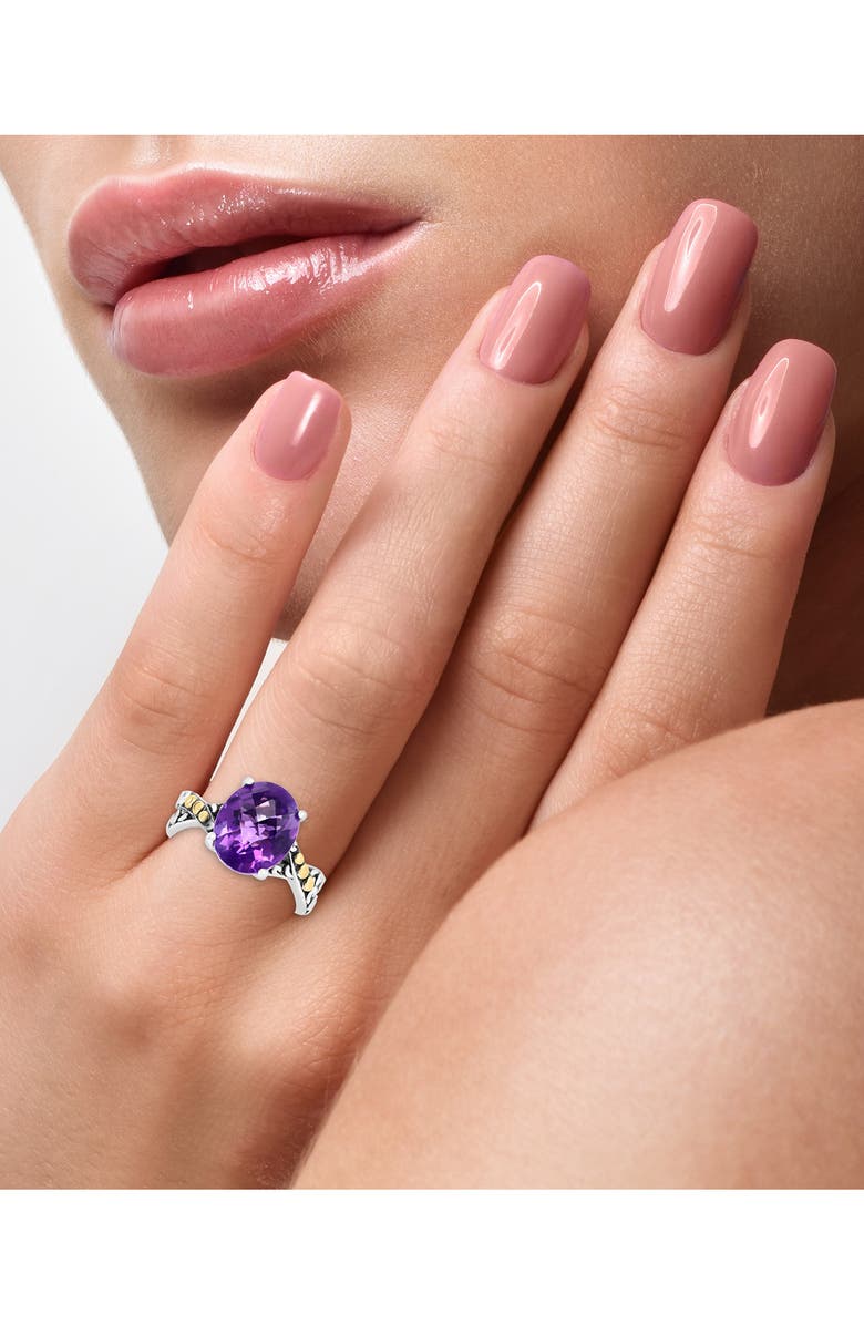 EFFY 18K Yellow Gold & Sterling Silver Amethyst Ring - Size 7, Alternate, color, 
