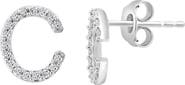 EFFY Sterling Silver Diamond 'C' Initial Stud Earrings