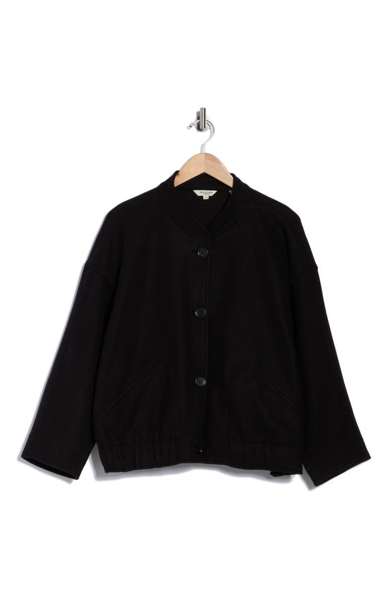Brushed Knit Crop Bomber Jacket, Alternate, color, BLACK